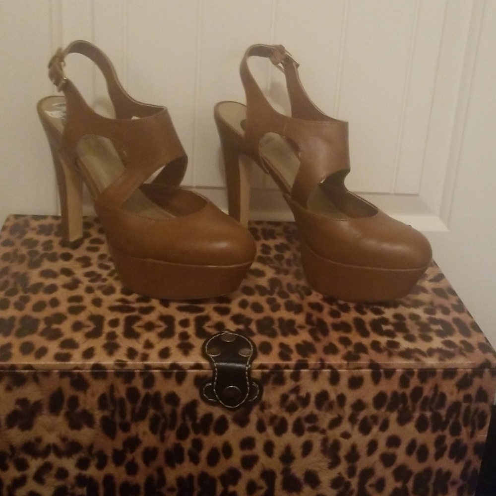 Brown high heels